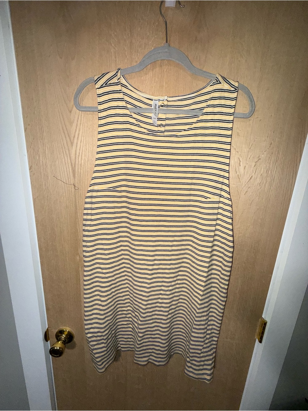 RVCA Yellow and Navy Striped Tank Top